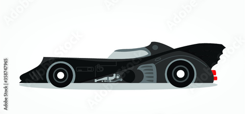 detailed body and rims of a flat colored car cartoon vector illustration © Clumsy