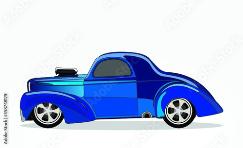 detailed body and rims of a flat colored car cartoon vector illustration