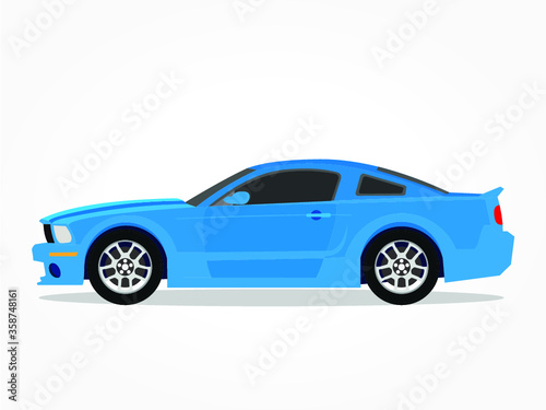 detailed body and rims of a flat colored car cartoon vector illustration