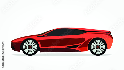 detailed body and rims of a flat colored car cartoon vector illustration