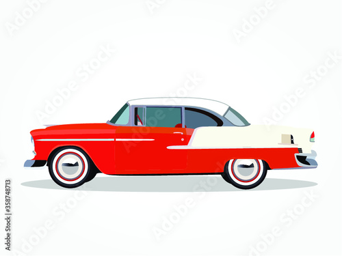 detailed body and rims of a flat colored car cartoon vector illustration