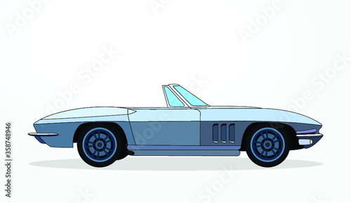 detailed body and rims of a flat colored car cartoon vector illustration © Clumsy Art