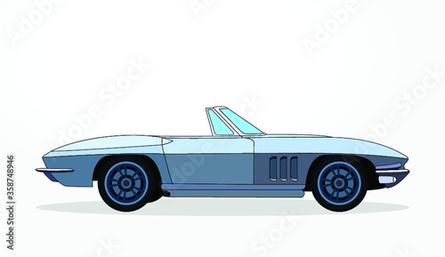 detailed body and rims of a flat colored car cartoon vector illustration