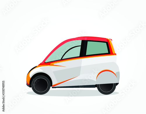 detailed body and rims of a flat colored car cartoon vector illustration