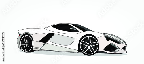 detailed body and rims of a flat colored car cartoon vector illustration