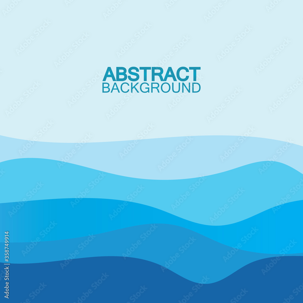 Blue wave vector abstract background flat design stock illustration