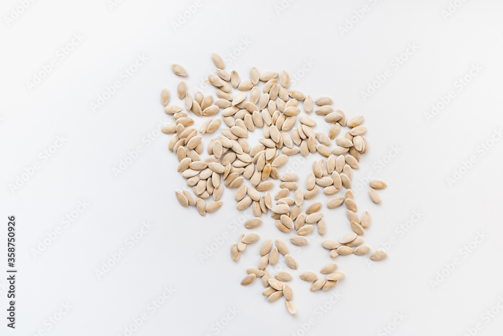 melon seeds on white background melon seeds on white background