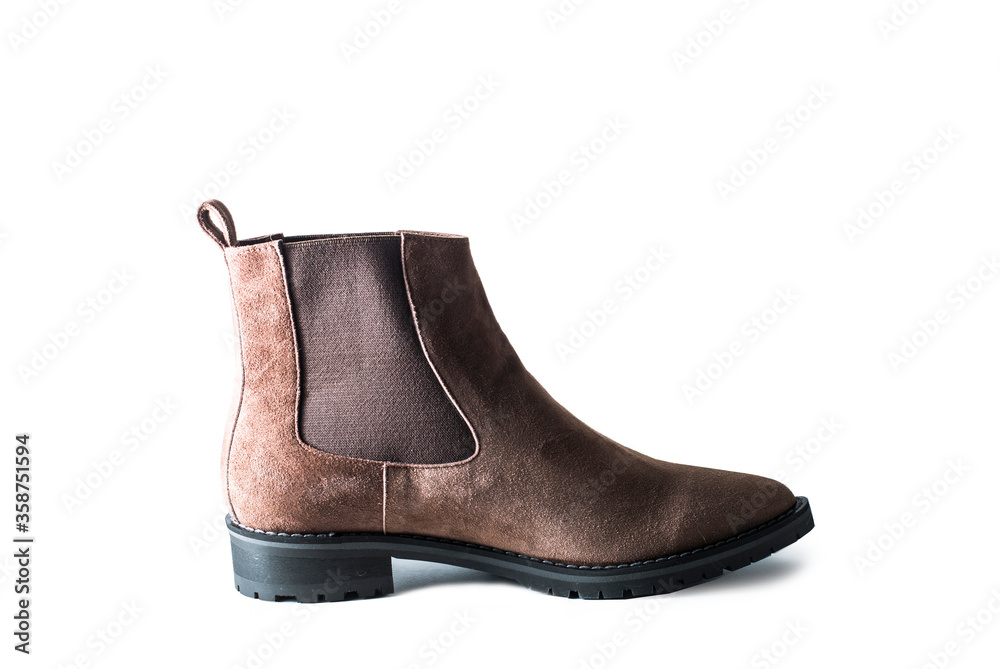 brown patent leather autumn or spring boots on a white background isolated brown patent leather autumn or spring boots on a white background isolated