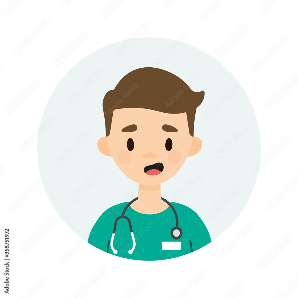 Male doctor character. Avatar of a young male doctor/nurse. Happy doctor/nurse on a white background. Male doctor character. Avatar of a young male doctor/nurse. Happy doctor/nurse on a white background.