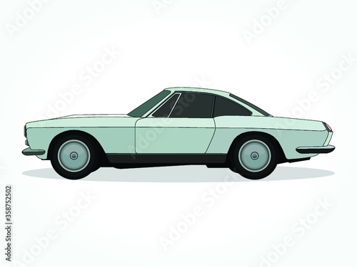 detailed body and rims of a flat colored car cartoon vector illustration © Clumsy