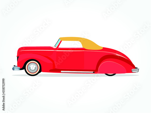 detailed body and rims of a flat colored car cartoon vector illustration