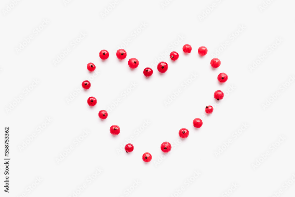 heart of berries on a white background