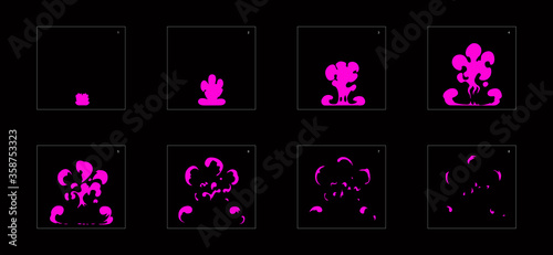 Poison explosion effect. Explosion Animation effect. Animation Sprite sheet for games, cartoon or animation. vector style animation effect 1216.