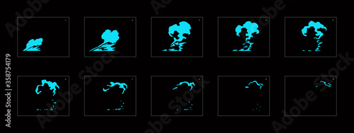 Water explosion effect. Explosion animation effect. Animation sprite sheet for games, cartoon or animation. vector style animation effect 1236.