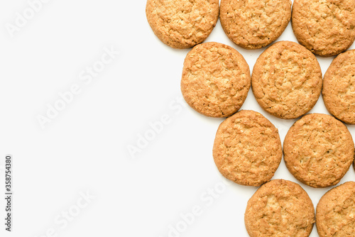 oatmeal cookies on a white background, bakery products, homemade cookies