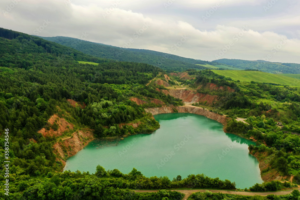 Fototapeta premium Aerial view of Lake Skrabske in Slovakia