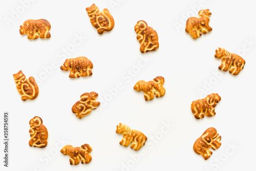 baby cookies on white background, animal shaped cookies