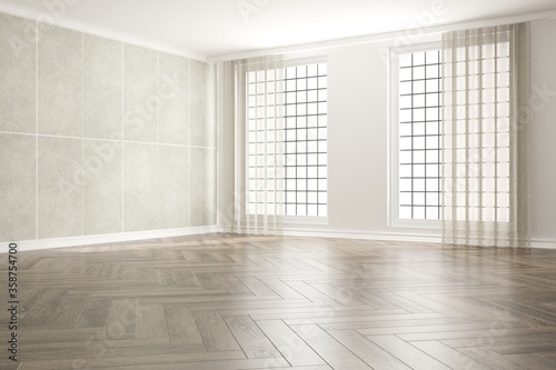Wallpaper Mural modern empty room with curtains interior design. 3D illustration Torontodigital.ca