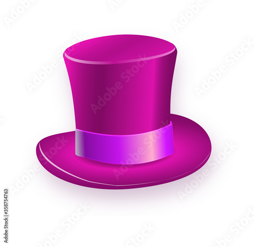 Purple big gentleman hat cylinder with rainbow color.