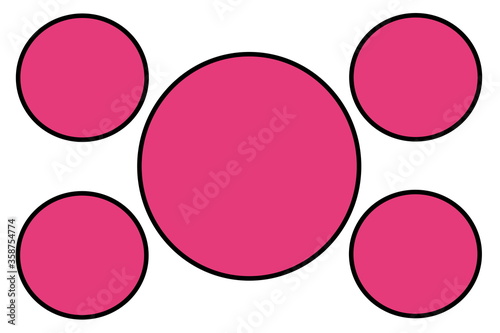Pink Circular Banners, Black Border and White Background. Use for Illustration purpose, background, website, businesses, presentations, Product Promotions.. Empty Circles for Text, Data Placement.