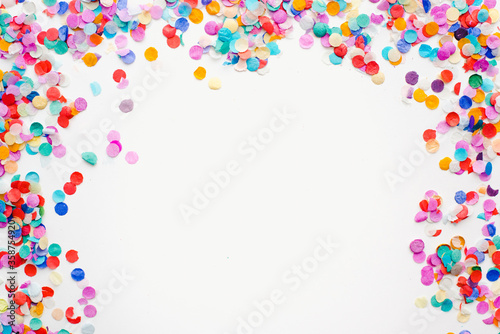 colored confetti on white background, colored background, colored frame