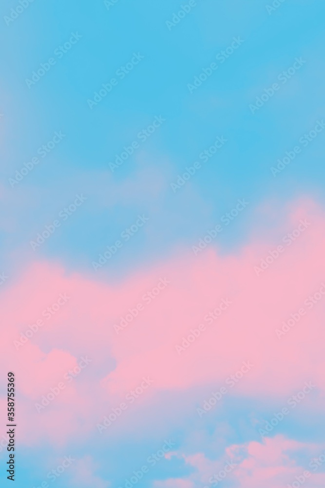 Blue pink blurred watercolor abstract sky background