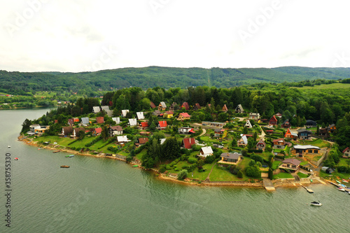 Aerial view of the Domasa reservoir in Slovakia