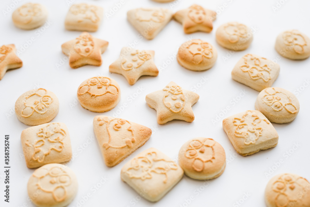baby cookies on white background, cookie figurines, cookies on white background