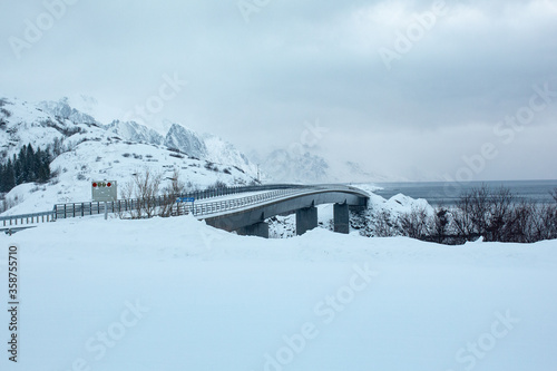 A bridge in Norway crosses a large fjord.  © Jack Mac