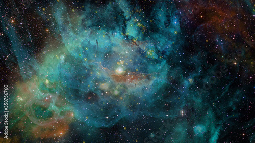 Fototapeta Naklejka Na Ścianę i Meble -  Blue space nebula. Elements of this image furnished by NASA