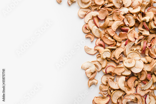 dried apples on white background, dried fruits