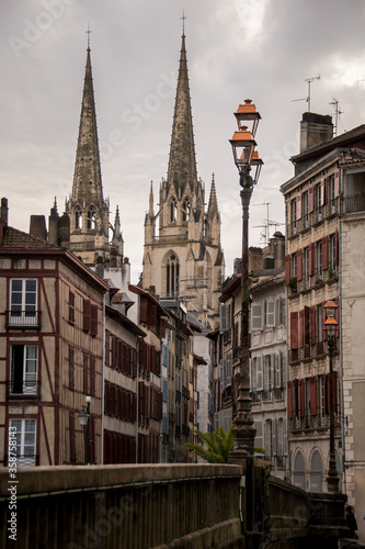 A typical street in Bayonne old tow leading to the Cathedral in winter season. Bayonne, France © Daniel Carpio