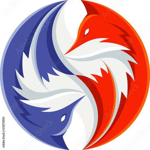 2 Foxes Shaped As Yin Yang Symbol