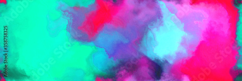 abstract watercolor background with watercolor paint with deep pink, moderate violet and bright turquoise colors © Eigens