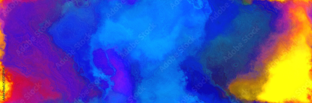 abstract watercolor background with watercolor paint with strong blue, golden rod and dodger blue colors and space for text or image