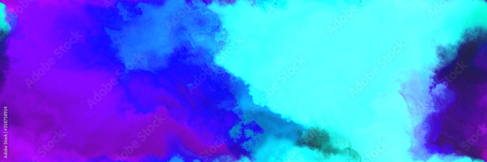 abstract watercolor background with watercolor paint with turquoise, blue violet and dodger blue colors. can be used as web banner or background