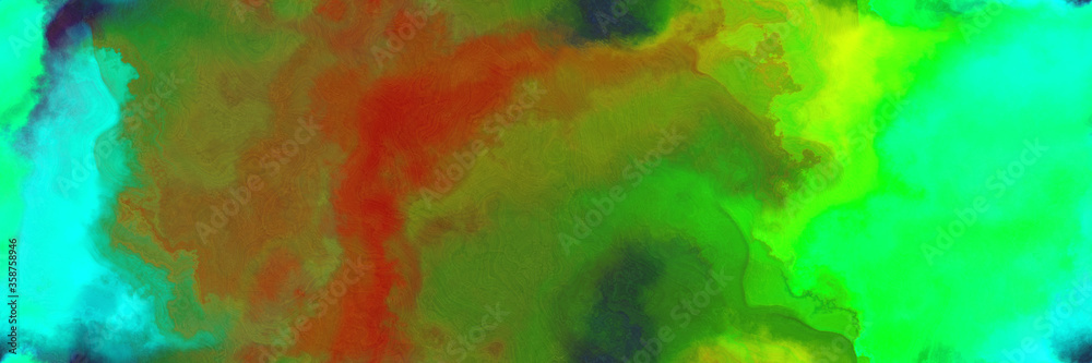 abstract watercolor background with watercolor paint with dark olive green, bright turquoise and olive drab colors and space for text or image