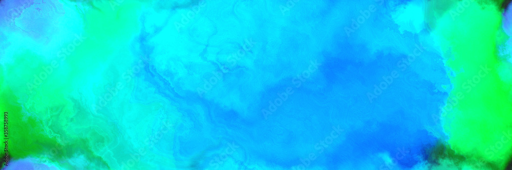 abstract watercolor background with watercolor paint with deep sky blue, vivid lime green and bright turquoise colors. can be used as web banner or background