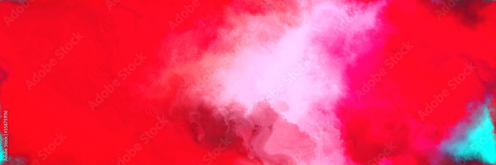 abstract watercolor background with watercolor paint with crimson, pink and medium turquoise colors and space for text or image