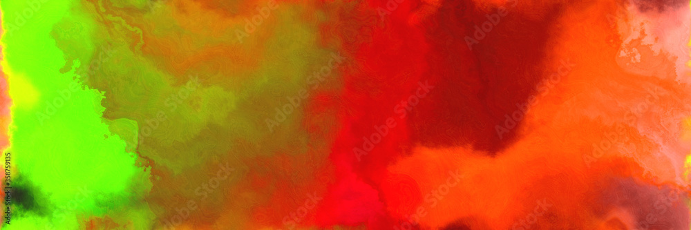 abstract watercolor background with watercolor paint with firebrick, lawn green and dark golden rod colors. can be used as background texture or graphic element