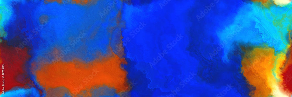abstract watercolor background with watercolor paint with coffee, strong blue and dark turquoise colors. can be used as web banner or background