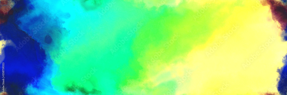 Fototapeta premium abstract watercolor background with watercolor paint with turquoise, midnight blue and khaki colors. can be used as background texture or graphic element