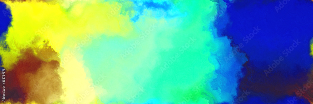 abstract watercolor background with watercolor paint with turquoise, khaki and midnight blue colors
