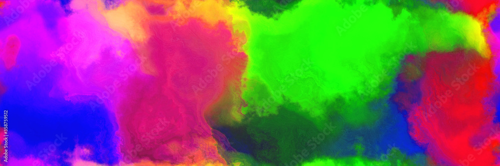 abstract watercolor background with watercolor paint with moderate pink, lime green and yellow green colors and space for text or image