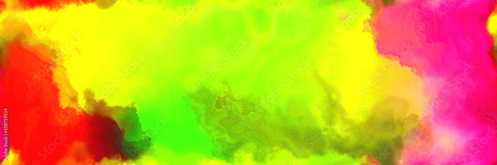 abstract watercolor background with watercolor paint with crimson, yellow and neon green colors and space for text or image