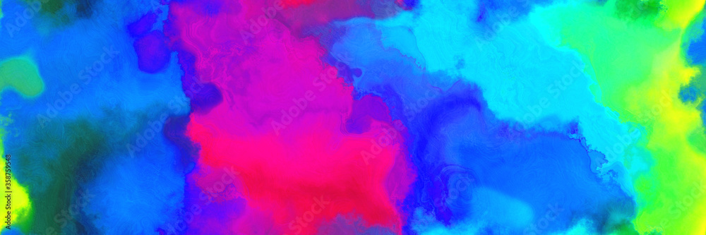 abstract watercolor background with watercolor paint with royal blue, medium violet red and turquoise colors. can be used as background texture or graphic element