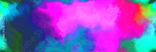 abstract watercolor background with watercolor paint with neon fuchsia, dark slate blue and turquoise colors. can be used as background texture or graphic element