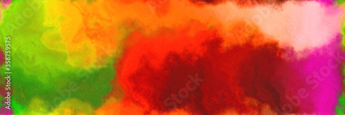abstract watercolor background with watercolor paint with firebrick, golden rod and dark green colors. can be used as web banner or background