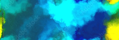 abstract watercolor background with watercolor paint with teal, gold and bright turquoise colors and space for text or image