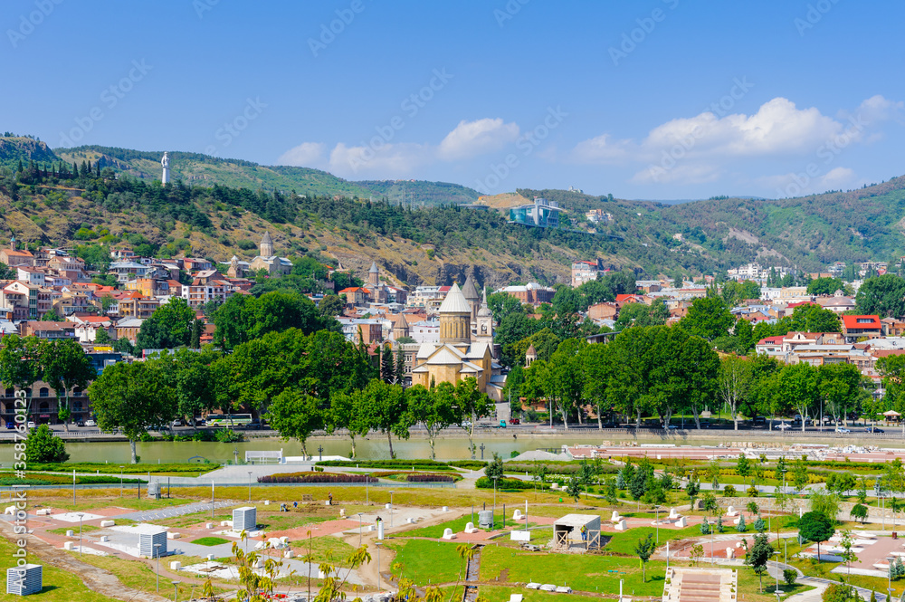 It's Panorama of Tbilisi, Georgia. Tbilisi is the capital and th